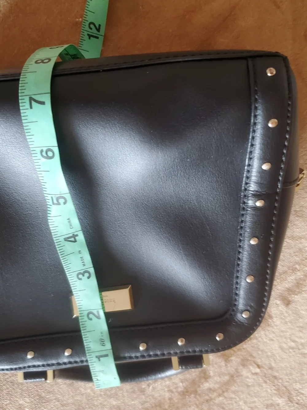 kate spade Black Studded Satchel with Gold Hardware